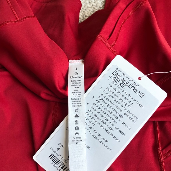 Lululemon Fast and Free HR 7/8 Tight Dark Red - Picture 4 of 4